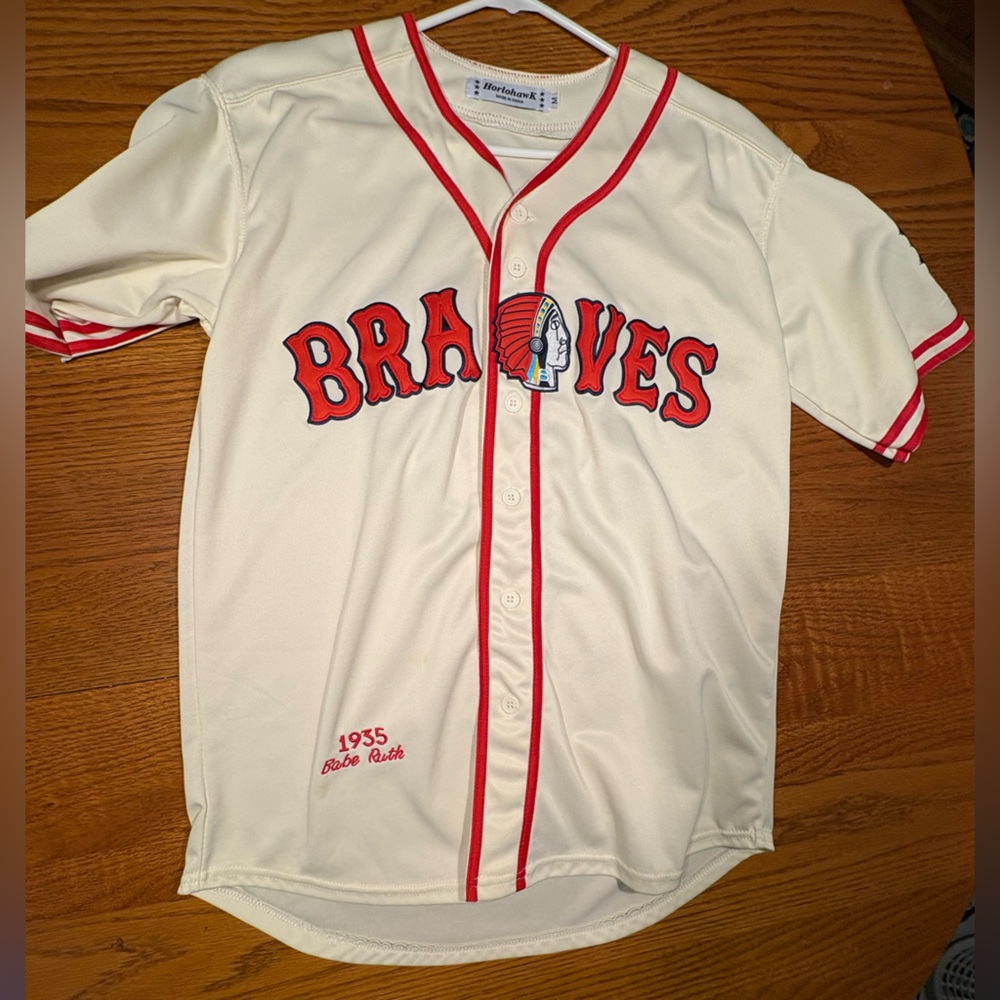 Braves White and Red Baseball Jersey